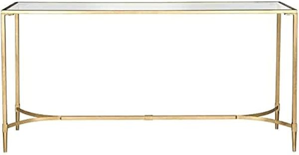 SAFAVIEH Glam Accent Table with Iron Legs, in Gold and Clear, 41 X 160 X 81.28
