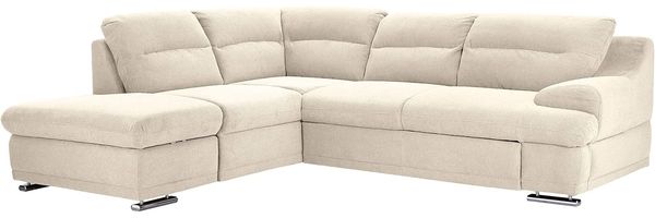 Mivano Ecksofa Coast / Große Sofagarnitur in L-Form mit Ottomane links, 264 x 88 x 217, Mikrofaser: beige