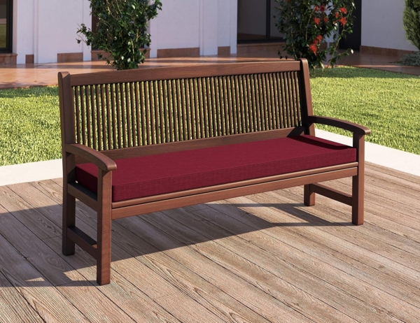 sunnypillow Bankauflage Stuhlkissen mit abnehmbarem Bezug Bankkissen Bankpolster Polsterauflage Auflage für Gartenbank viele Farben und Größen zur Auswahl (200 x 60 x 5 cm, Rot) Bild 2