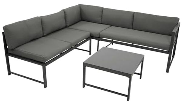 DEGAMO Gartenlounge-Set MONTANA, Ecksofa mit Liegefunktion, Tisch, Aluminium wetterfest