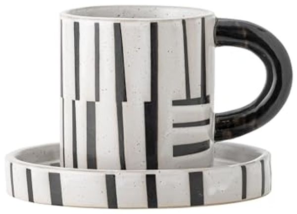 BLOOMINGVILLE Frankie Tasse mit Untertasse Schwarz Steingut