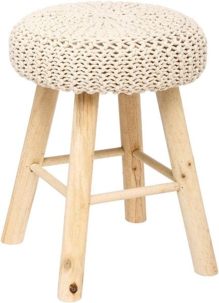 Sitzhocker beige/Holz