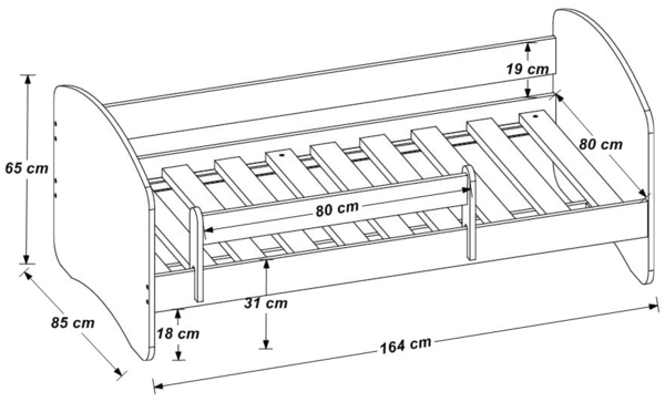 Jugendbett Kinderbett mit einer Schublade mit Rausfallschutz und Matratze Weiß ACMA II 140 160 180 (160x80 cm, Weiß - Eiche Craft) Bild 3