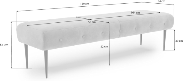 CAVADORE Sitzbank Amba, Trendige Polsterbank 3-sitzig für Küche, Esszimmer oder Wohnküche / Küchenbank passend zum 3-Sitzer Amba / 159 x 52 x 54 / Hochwertiges Mikrofaser: Grau Bild 3
