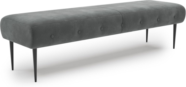 CAVADORE Sitzbank Amba, Trendige Polsterbank 3-sitzig für Küche, Esszimmer oder Wohnküche / Küchenbank passend zum 3-Sitzer Amba / 159 x 52 x 54 / Hochwertiges Mikrofaser: Grau Bild 1