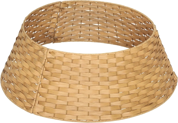 HOMCOM Christbaumständer Weihnachtsbaumkragen (Weihnachtsbaumrock aus Kunststoff, 1-tlg, Ø 68cm Weihnachtsbaum Kragen), für Zuhause, Party, Dekoration, Naturholz