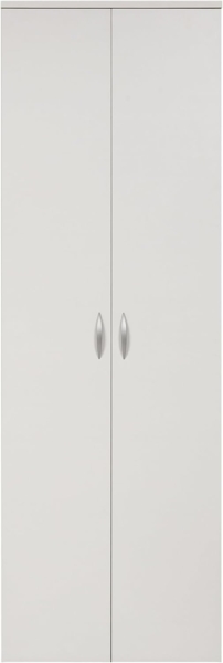 Furni24 Holz Putzmittelschrank, Wäscheschrank aus Holz mit Türen, Kleiderschrank aus Holz, Garderobenschrank, Mehrzweckschrank, Schrank & Putzschrank, 2 Tür Mit Haken und 3 Regale, weiß, 60 x 34 x 180 cm… Bild 6