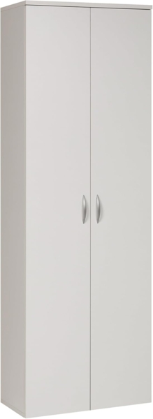 Furni24 Holz Putzmittelschrank, Wäscheschrank aus Holz mit Türen, Kleiderschrank aus Holz, Garderobenschrank, Mehrzweckschrank, Schrank & Putzschrank, 2 Tür Mit Haken und 3 Regale, weiß, 60 x 34 x 180 cm… Bild 7