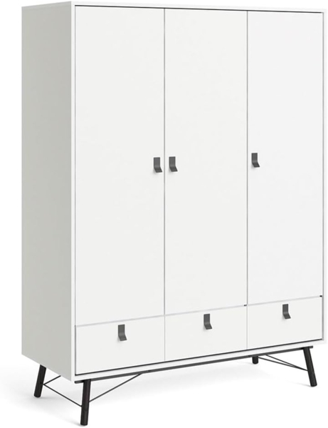 ebuy24 Kleiderschrank Rye Kleiderschrank 3 Türen, 3 Schubladen mattweiss