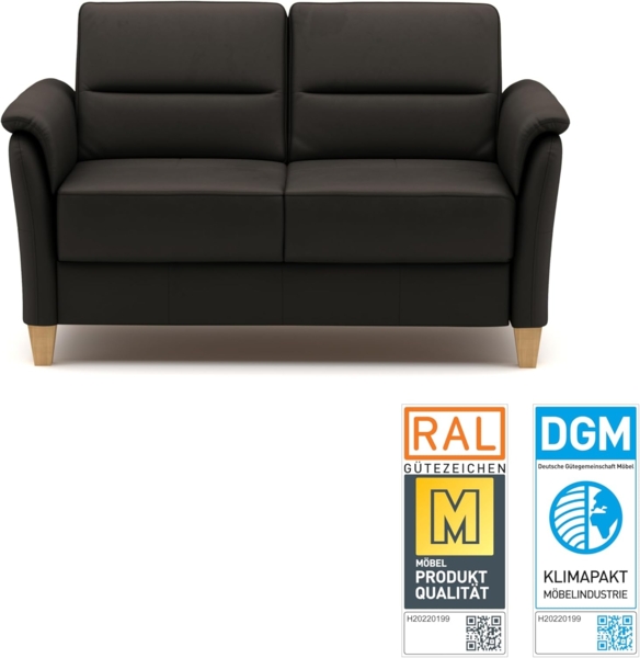 CAVADORE Leder 2er-Sofa Palera / Landhaus-Couch mit Federkern + massiven Holzfüßen / 149 x 89 x 89 / Leder Dunkelbraun Bild 4