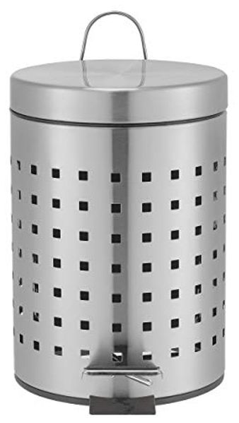 MSV Kosmetikeimer Silber Mülleimer Treteimer Abfalleimer - 3 Liter – mit Herausnehmbaren Inneneimer Bild 2