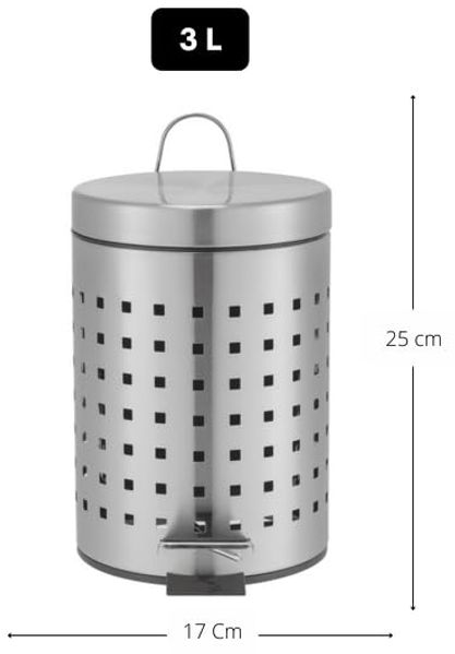 MSV Kosmetikeimer Silber Mülleimer Treteimer Abfalleimer - 3 Liter – mit Herausnehmbaren Inneneimer Bild 3