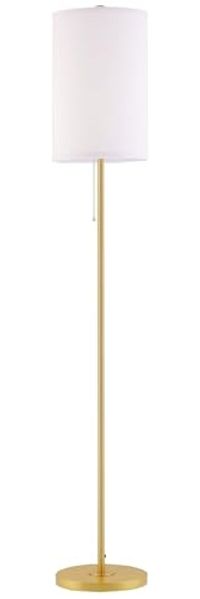 HOMCOM Stehlampe Wohnzimmer Stehleuchte mit Leinen Lampenschirm, Zugkettenschalter, Ein-,Ausschalter, ohne Leuchtmittel, mit Stahlständer, E27 Fassung Standlampe für Schlafzimmer, Cremeweiß