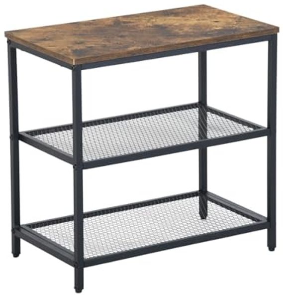 FurnitureR 3-Tier Küchenregal, Schreibtisch Storage Organizer, Stehende Gewürzregal für Arbeitsplatte Küche Wohnzimmer Badezimmer, Industriedesign, Vintage Braun
