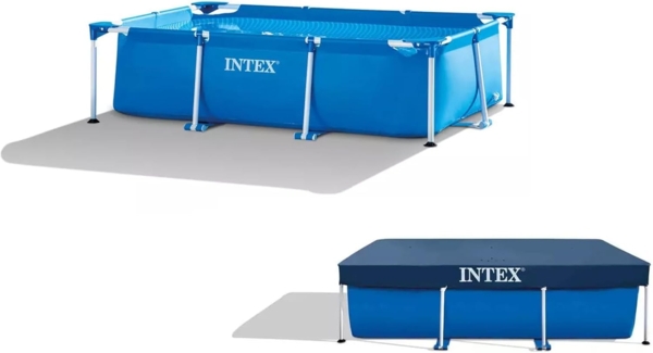 Intex | Rectangular Frame Pool Set Family inkl. Abdeckplane | 300 x 200 x 75 cm | idealer Spaß für die ganze Familie