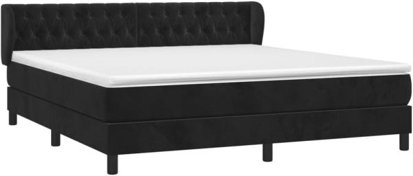 vidaXL Boxspringbett mit Matratze Schwarz 180x200 cm Samt 3127687