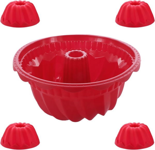 Coolinato Backform Coolinato Silikon Gugelhupf Set 5tlg. ROT, inkl. Rezepte