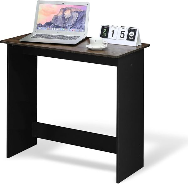 Furinno Simplistic Schreibtisch, Computertisch, PC-Tisch, Bürotisch, Holz, Columbia Walnut / Schwarz, 39. 4 x 80 x 75. 7 cm