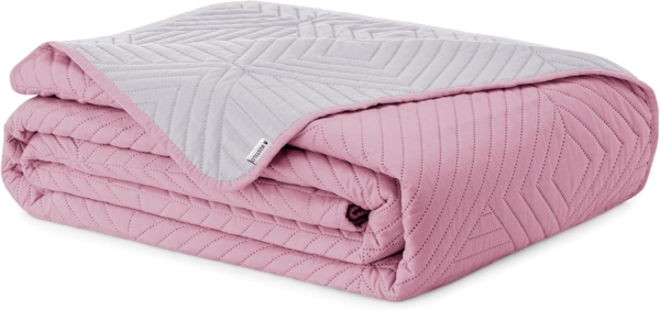 AmeliaHome Tagesdecke rosa grau 260x280 Bettüberwürf zweiseitig Ultrasonic Steppung Polyester Softa Bild 5