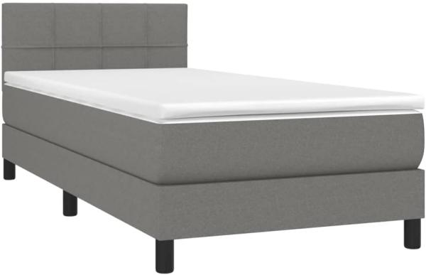 vidaXL Boxspringbett mit Matratze & LED Dunkelgrau 100x200 cm Stoff 3133134