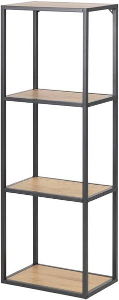 Selsey KRAPINA - Standregal / Bücherregal mit 4 Ebenen - Schwarz / Eiche - Industrial-Style - 108 cm hoch