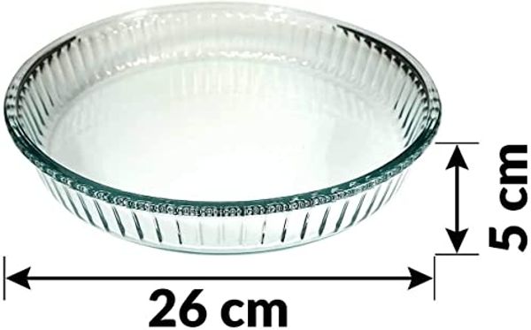 Pasabahce PB-159022 2-tlg. Borcam Auflaufformen, Rund, 1 x Ø 26 cm Höhe: 5cm 1 x Ø 32 cm Höhe: 5,5cm Spülmaschinen-, Mikrowellen-, Backofen- und Eisschrankgeeignet Bild 5