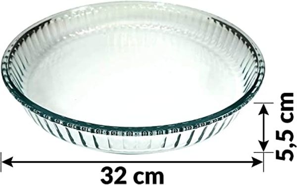 Pasabahce PB-159022 2-tlg. Borcam Auflaufformen, Rund, 1 x Ø 26 cm Höhe: 5cm 1 x Ø 32 cm Höhe: 5,5cm Spülmaschinen-, Mikrowellen-, Backofen- und Eisschrankgeeignet Bild 4