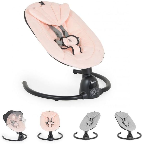 Moni Babywippe Clarissa elektrisch Moskitonetz Fernbedienung Musikfunktion Timer grau pink