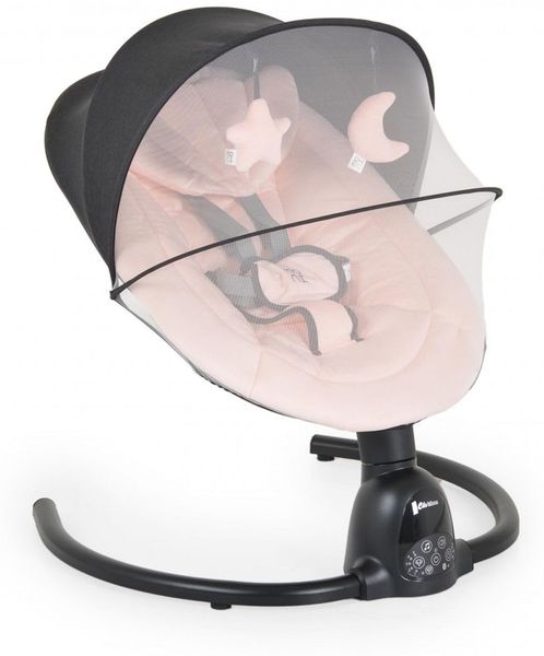 Moni Babywippe Clarissa elektrisch Moskitonetz Fernbedienung Musikfunktion Timer grau pink Bild 3