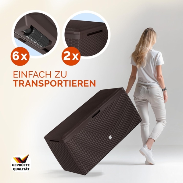 Casaria 'Rato Plus' Gartentruhe | 100 kg | Smart Click System, Kunststoff braun Bild 6