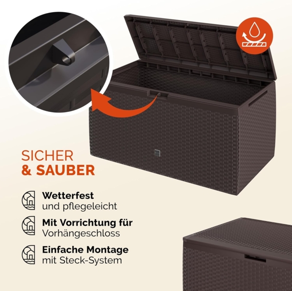 Casaria 'Rato Plus' Gartentruhe | 100 kg | Smart Click System, Kunststoff braun Bild 3