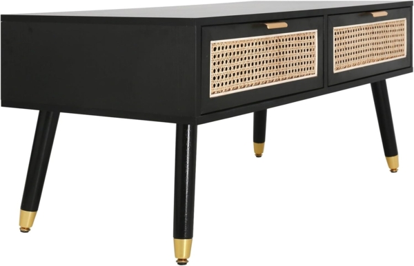 riess-ambiente Couchtisch VIENNA 100cm schwarz (Einzelartikel, 1-St), Wohnzimmer · MDF · Metall · Wiener Geflecht · Retro Design