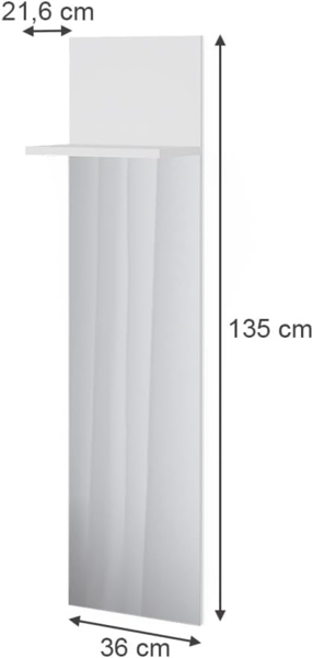 Wandgarderobe Siri Weiß 36 x 135 cm mit Spiegel Vicco Bild 3