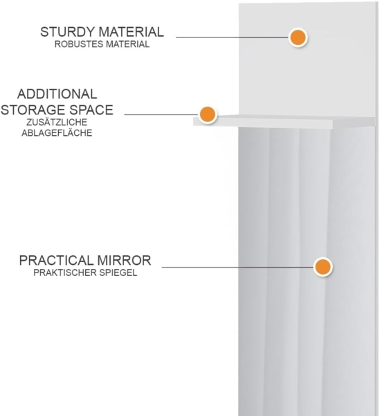 Wandgarderobe Siri Weiß 36 x 135 cm mit Spiegel Vicco Bild 9