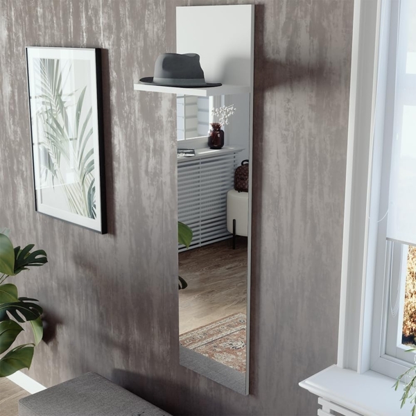 Wandgarderobe Siri Weiß 36 x 135 cm mit Spiegel Vicco Bild 4