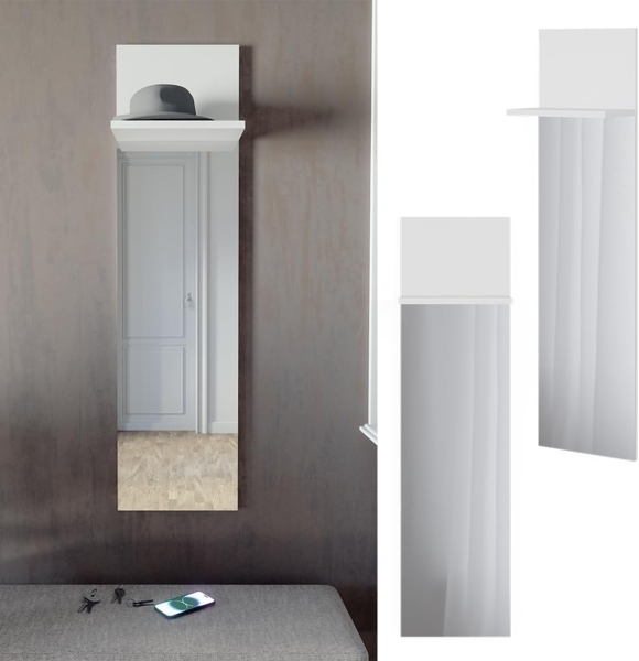 Wandgarderobe Siri Weiß 36 x 135 cm mit Spiegel Vicco Bild 2