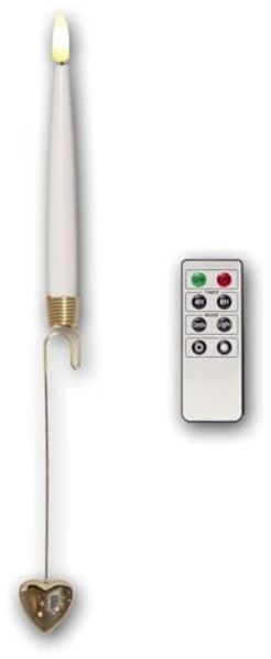 LED Baumkerzen mit Haltern Herzdekor 8 St. Batterie + FB weiß/gold