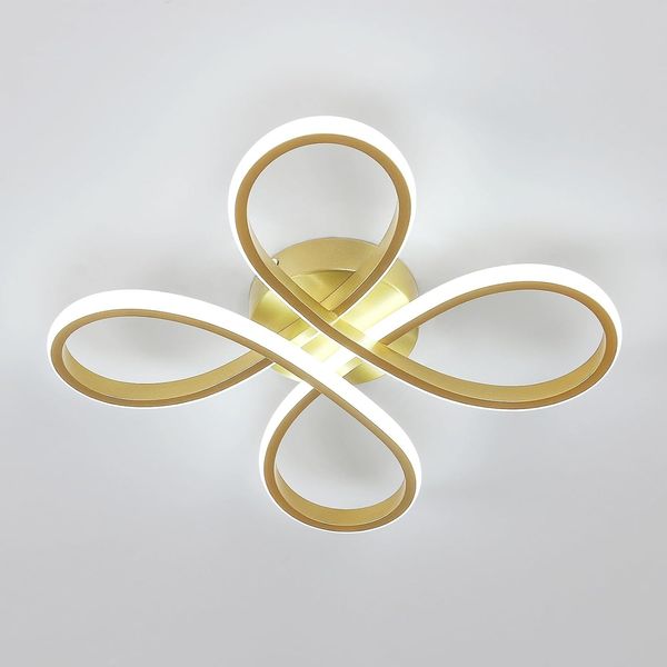 Comely Deckenlampe LED, 30W 3400LM LED Deckenleuchte Modern Deckenbeleuchtung Flower Form für Balkon Diele Schlafzimmer Wohnzimmer und Esszimmer, Kaltweißes Licht 6500K, 30cm, Gold