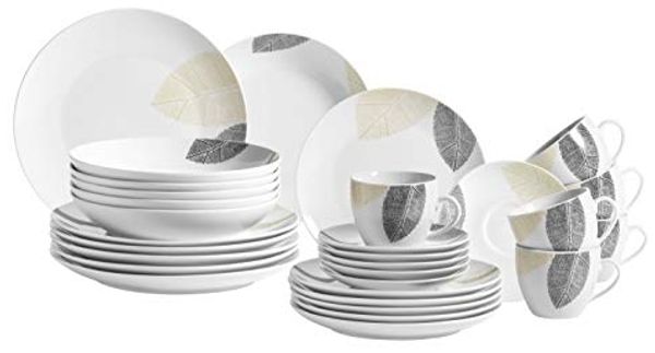 Mäser 931215 Kombiservice Jona für 6 Personen, Porzellan, weiß (1 Set, 30-teilig)
