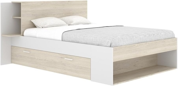 Vente-unique - Bett mit Stauraum - 140 x 190 cm - Holzfarben & Weiß - KEROSIA Bild 4
