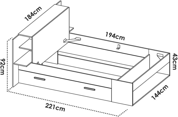 Vente-unique - Bett mit Stauraum - 140 x 190 cm - Holzfarben & Weiß - KEROSIA Bild 3