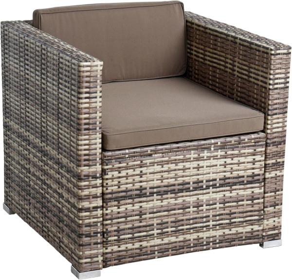 Polyrattan Loungesessel Gartensessel Rattan Sessel Gartenstuhl Beige-Braun