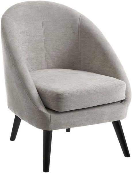 DRW Sessel aus Polyester und Holz in Hellgrau und Schwarz