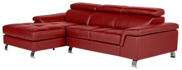 Vente-unique - Ecksofa Leder - Ecke Links - Rot - MISHIMA