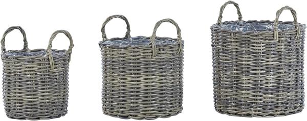 Set mit 3 Blumentöpfen NIKITI PE Rattan 29 35 40 cm