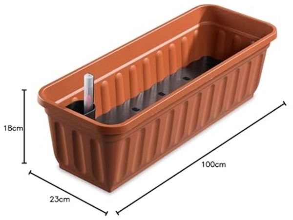 Alpfa Blumenkasten 100 cm Terracotta mit Wasserspeicher Made IN Germany Bild 7