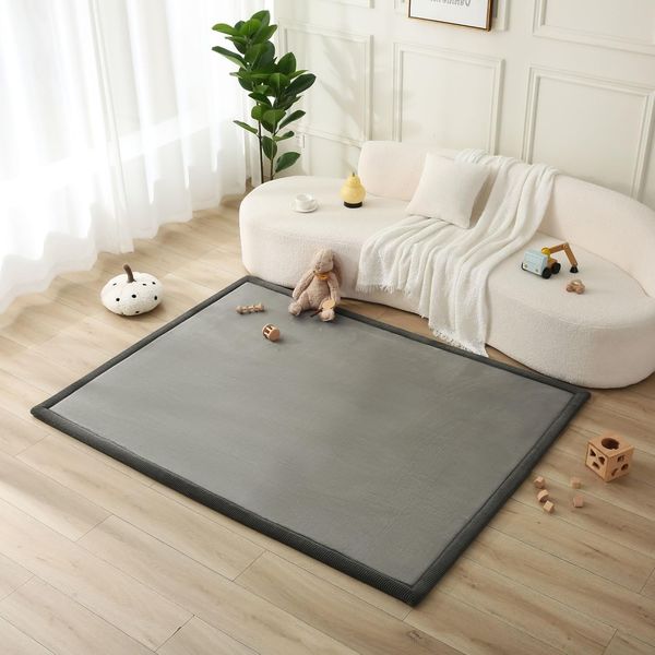 Hakuna Matte Wolkenweiche Spielmatte Baby 200 x 150 x 2 cm, Dunkelgrau– Teppich für Kinderzimmer mit hochwertigem Memory-Schaum Krabbelmatte Baby mit Rutschfester Unterseite Krabbeldecke, Tatami Matte