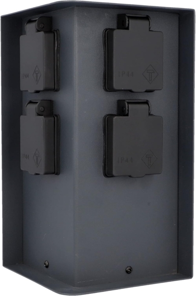 Unitec Gartensäule mit 4 Schutzkontakt-Steckdosen schwarz