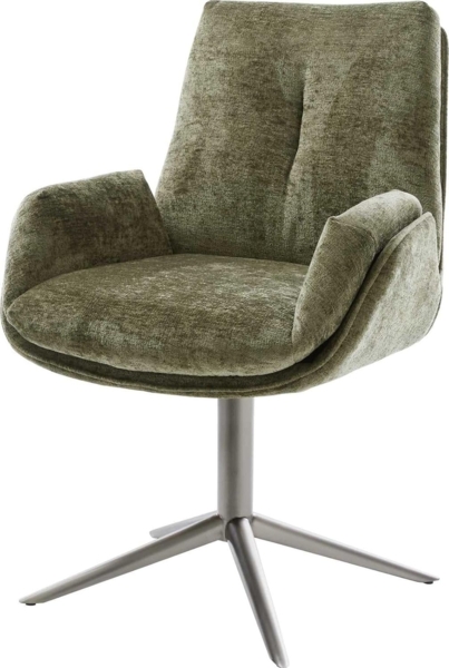 Drehstuhl Clea-Flex Chenille Olive Fußkreuz Graphit 360° drehbar Wippfunktion