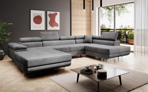 Designer Sofa Lago mit Schlaf und Klappfunktion (Samt) Sand Links